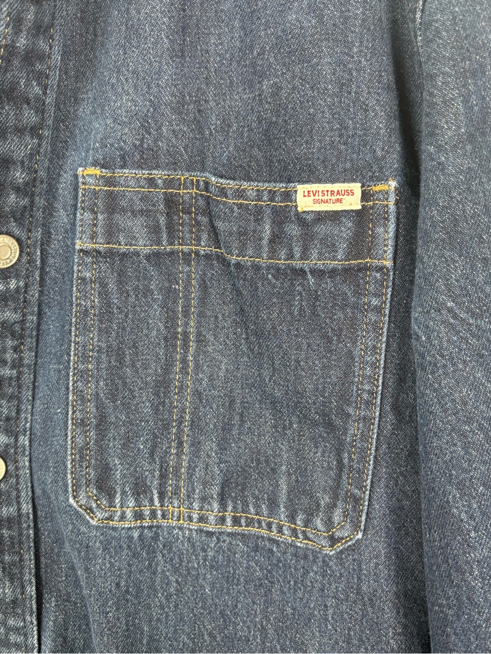 Levi Strauss Men's Dark Blue Denim Jacket Tan Corduroy Collar Heavy Weight Large - Picture 5 of 13